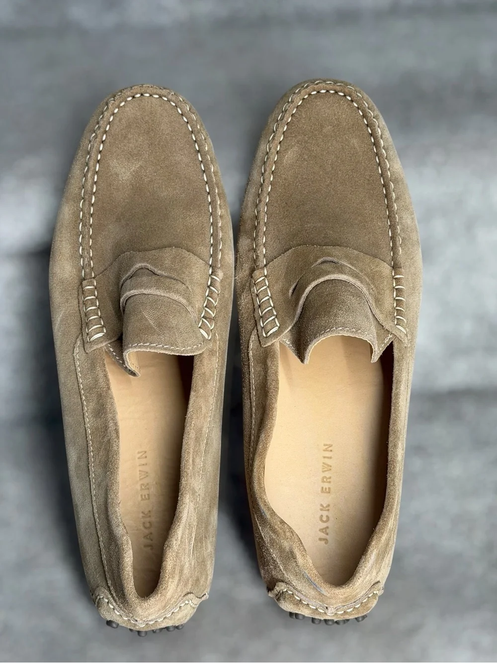 Jack Erwin Decker Camel Suede Penny Loafers Driving Shoes Men’s 11 Classic